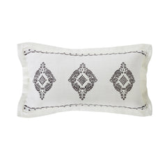 Charlotte Oblong Gray Flanged & Embroidered Lace Design Pillow, 10" x 18", 1PC
