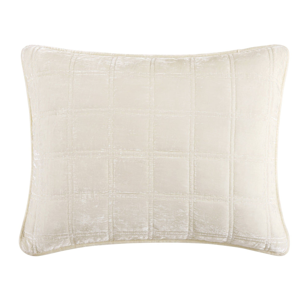 Stella Faux Silk Velvet Double Box Stitch Pillow Sham, 21" x 34", Stone, 1PC