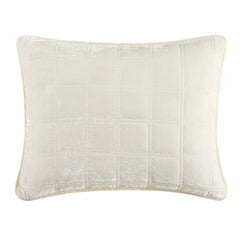 Stella Faux Silk Velvet Double Box Stitch Pillow Sham, 21" x 34", Stone, 1PC