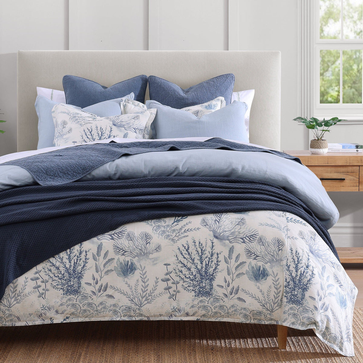 Oceania Comforter Set, Super King, Blue, 3PC