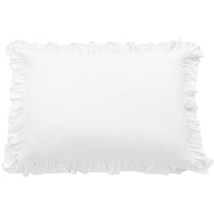 Lily Washed Linen Ruffled Dutch Euro Pillow, 27" x 39", White, 1PC
