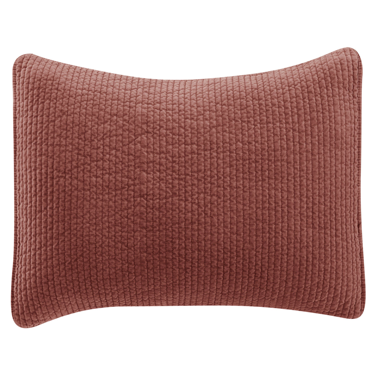 Stonewashed Cotton Velvet Quilted Pillow Sham, 21" x 27", Salmon, 1PC