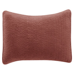 Stonewashed Cotton Velvet Quilted Pillow Sham, 21" x 27", Salmon, 1PC