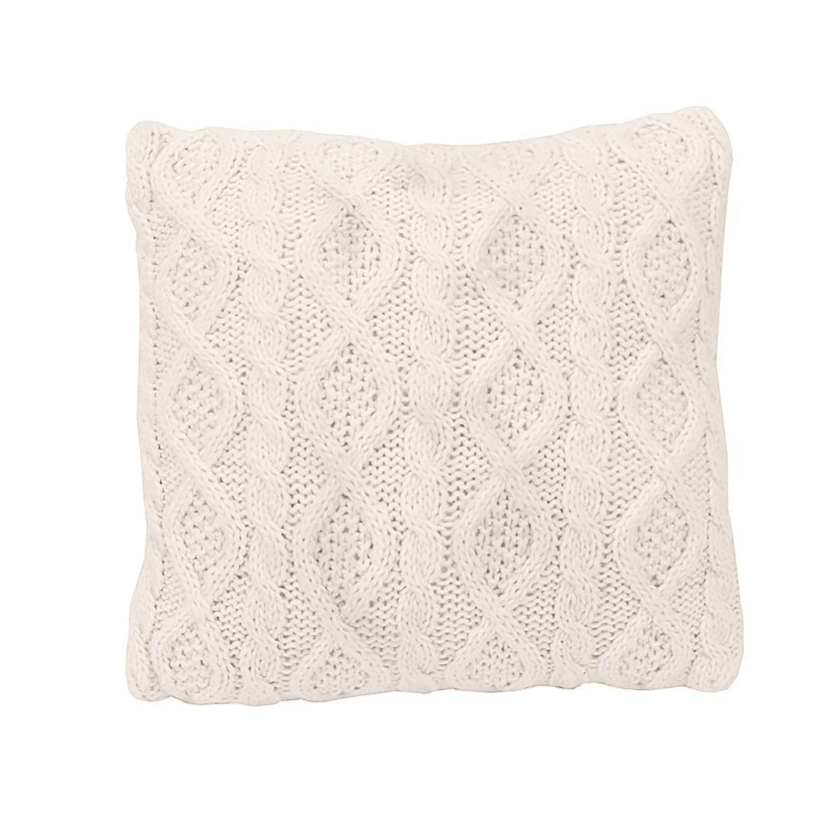 Cable Knit Soft Diamond Throw Pillow, 18" x 18", Cream, 1PC