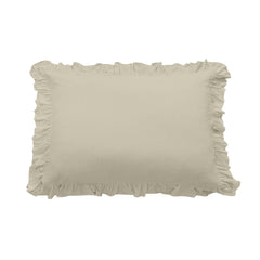 Lily Washed Linen Ruffled Pillow Sham, 21" x 27", Light Tan, 1PC