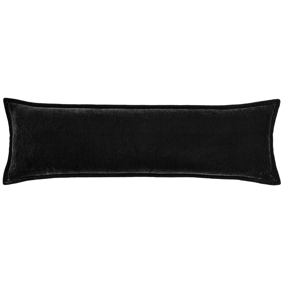 Stella Faux Silk Velvet Long Lumbar Pillow, 14" x 42", Black, 1PC