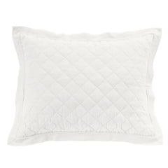 Linen Cotton Diamond Quilted Pillow Sham, 20" x 26", Vintage White, 1PC