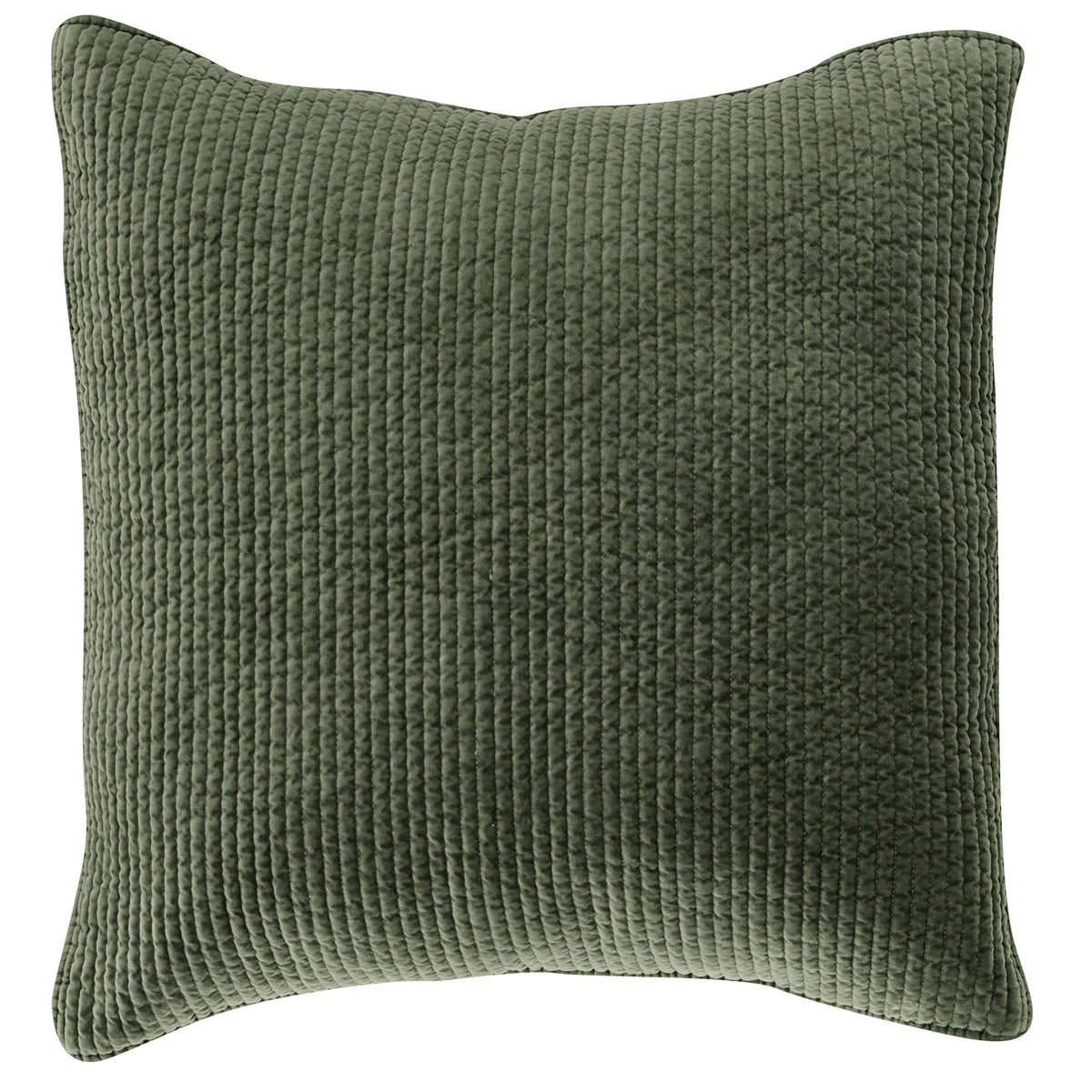 Stonewashed Cotton Velvet Quilted Euro Sham, 27" x 27", Fern Green, 1PC