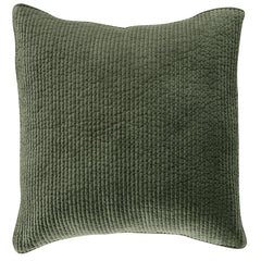 Stonewashed Cotton Velvet Quilted Euro Sham, 27" x 27", Fern Green, 1PC