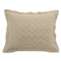 Linen Cotton Diamond Quilted Pillow Sham, 20" x 26", Light Tan, 1PC