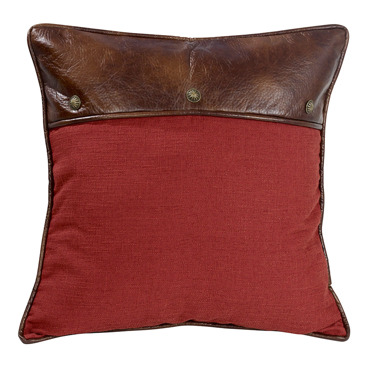 Ruidoso Red Leather & Concho Euro Sham, 27" x 27", 1PC