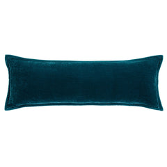 Stella Faux Silk Velvet Long Lumbar Pillow, 14" x 42", Teal, 1PC
