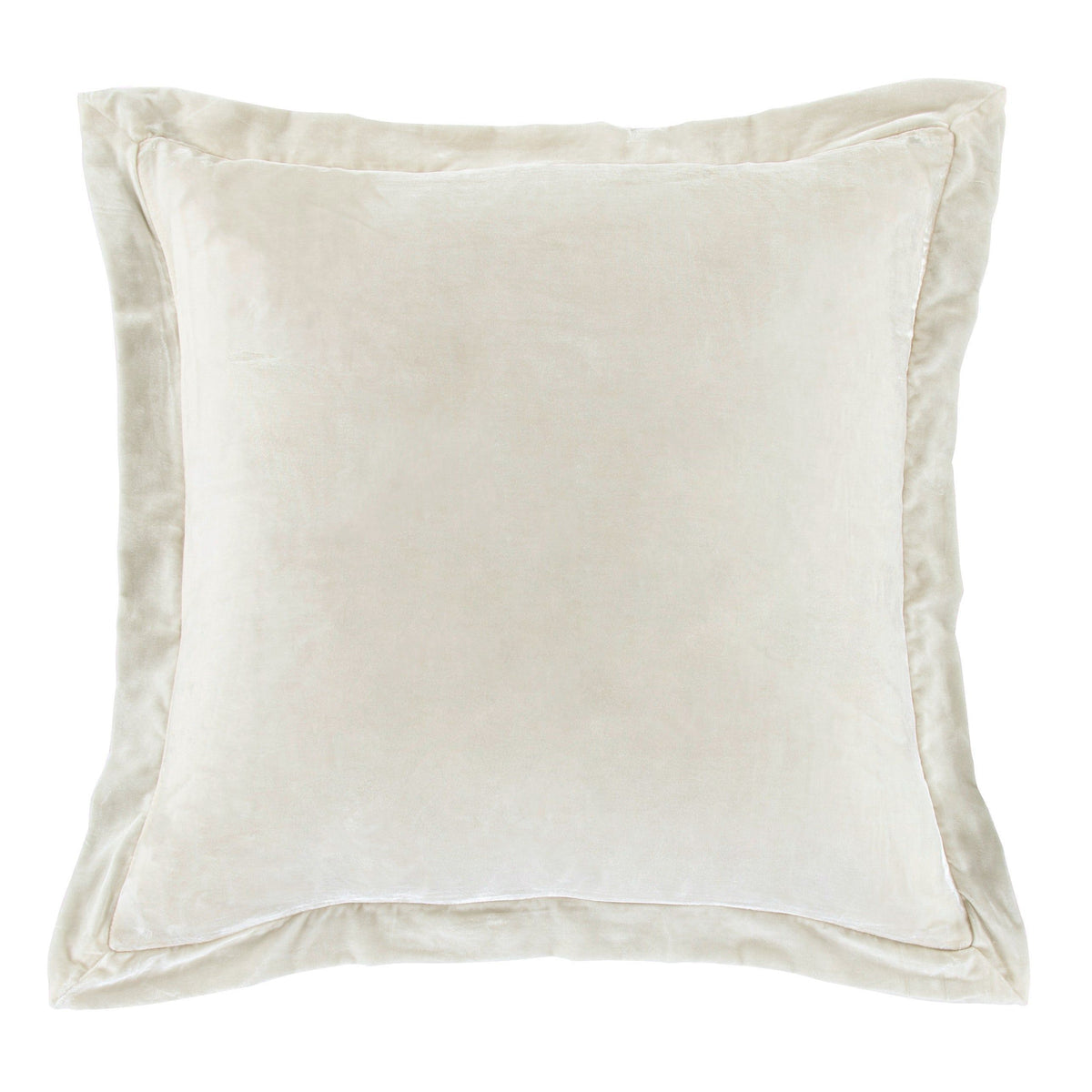 Stella Faux Silk Velvet Flanged Euro Sham, 27" x 27", Stone, 1PC