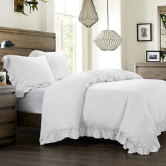 Lily Washed Linen Duvet Cover, Super King, White, 1PC