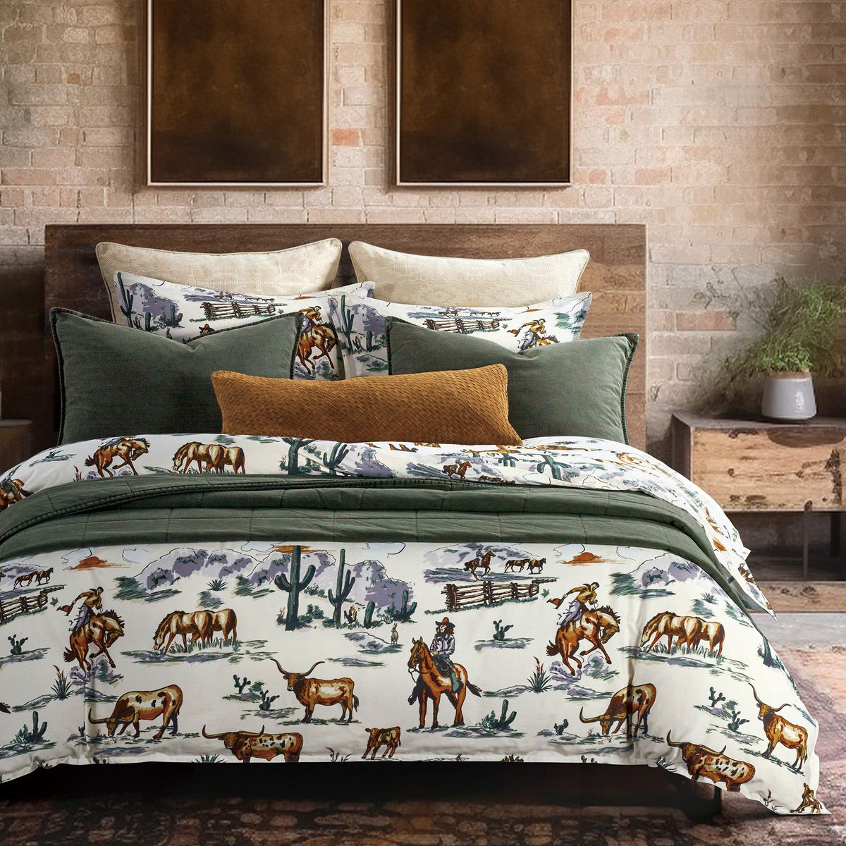 Ranch Life Reversible Duvet Cover Set, Super Queen, Duffle Bag, 3PC