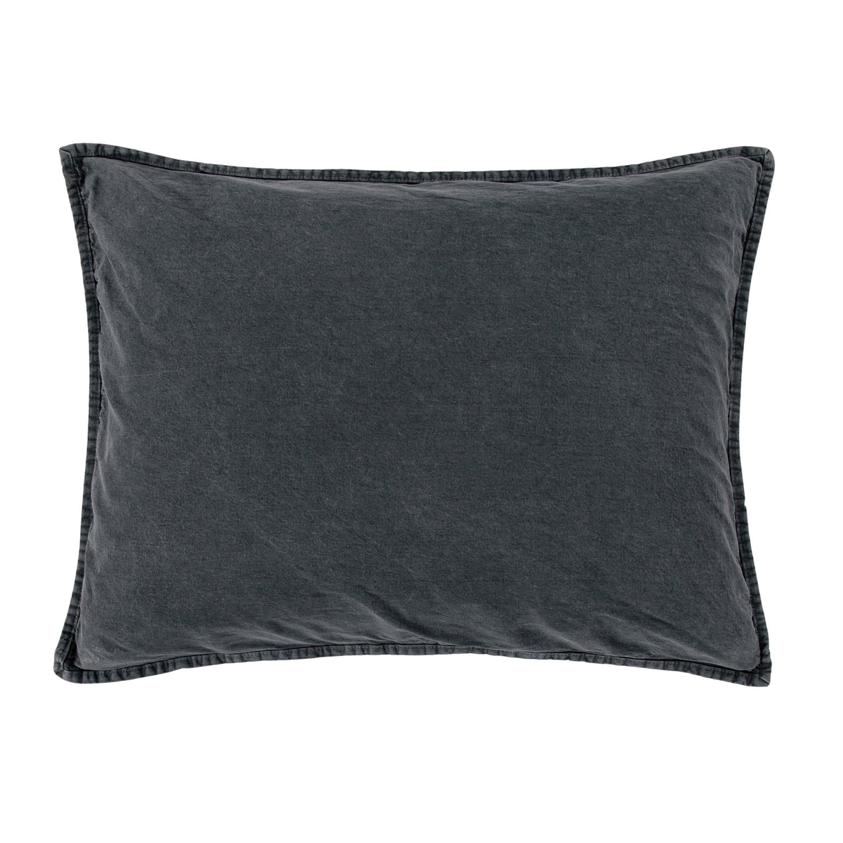 Stonewashed Cotton Canvas Pillow Sham, 21" x 27", Charcoal, 1PC