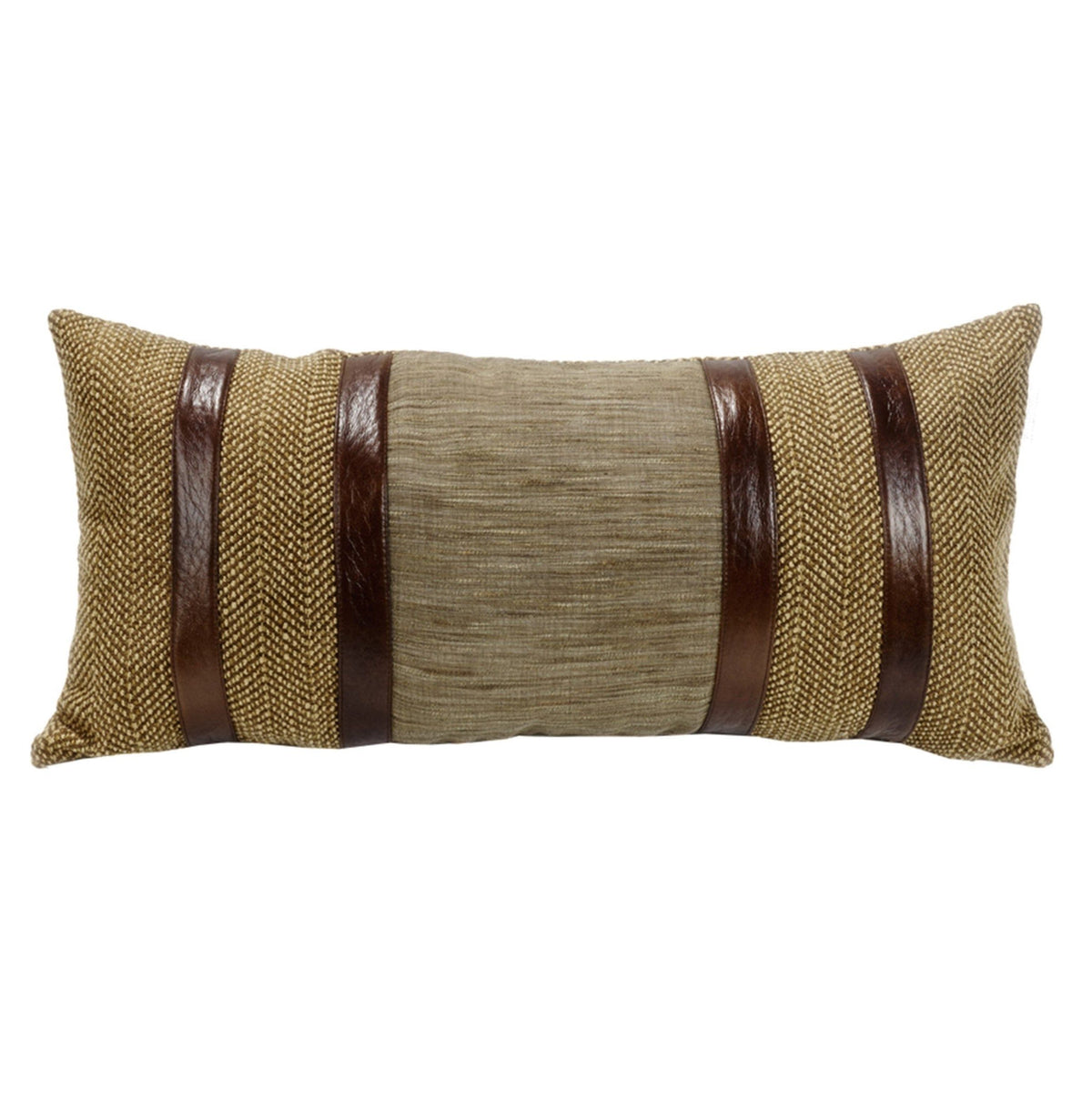 Highland Lodge Herringbone Faux Leather Lumbar Pillow, 12" x 26", 1PC