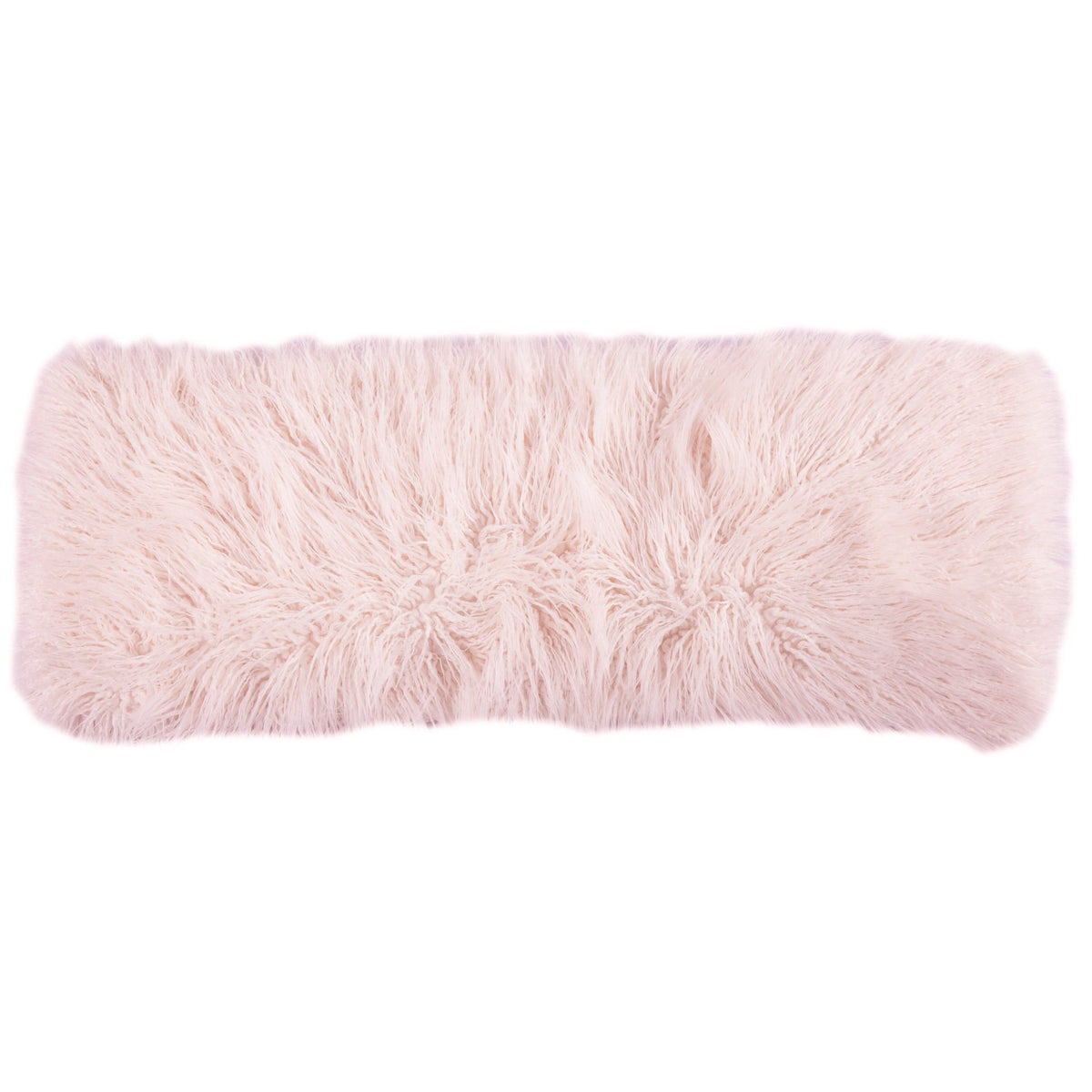 Mongolian Faux Fur Lumbar Pillow, 14" x 36", Blush, 1PC