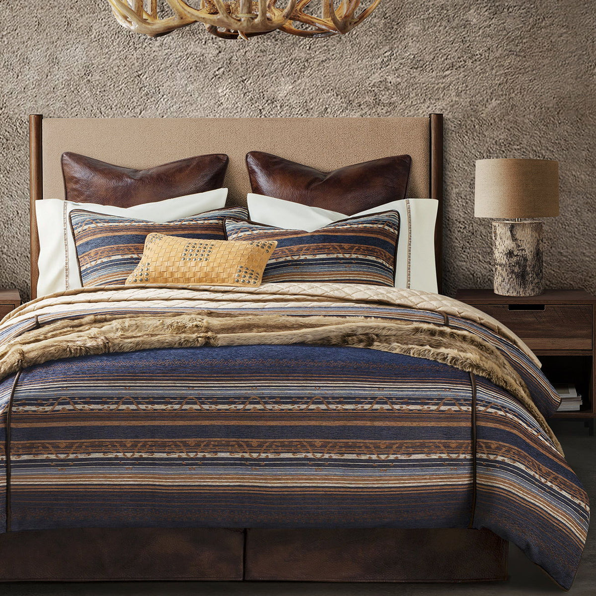 Estes Chenille Comforter Set, Full, Blue, 3PC