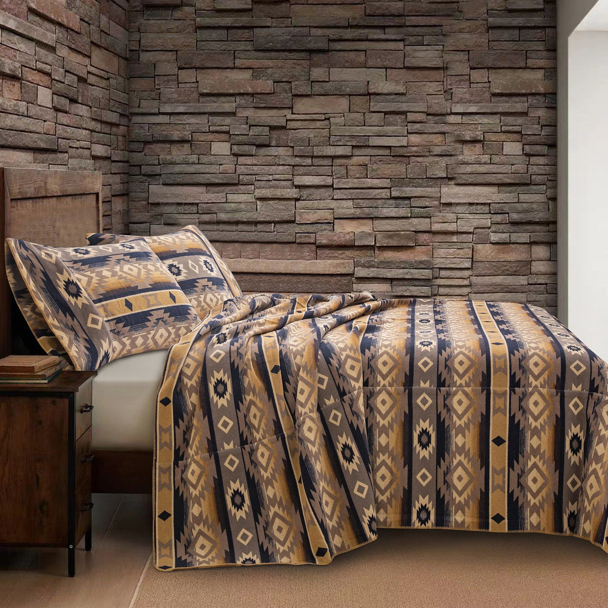 Taos Wool Blend Blanket Set, Twin, 2PC