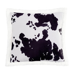 Elsa Cowhide Campfire Sherpa Pillow, 18" x 18", Black, 1PC, 6 MOQ