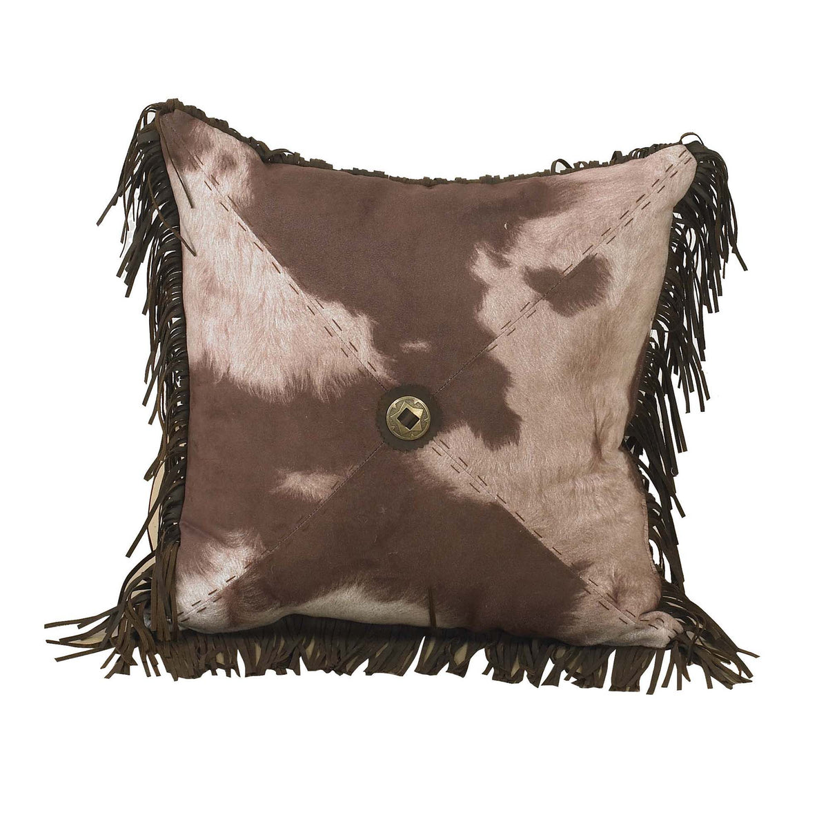 Cowhide Star Concho Pillow, 18" x 18"