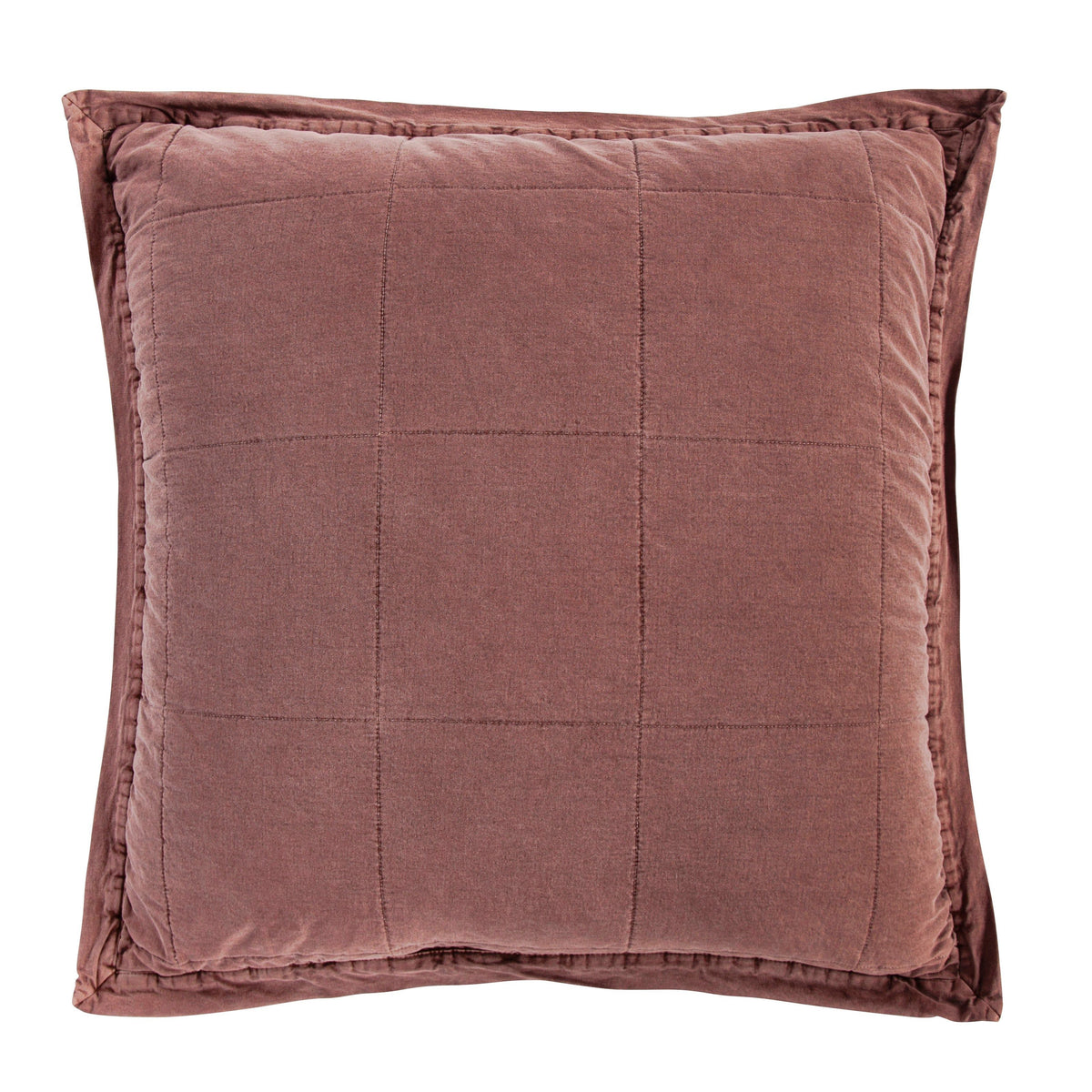 Stonewashed Cotton Canvas Euro Sham, 27" x 27", Sarsaparilla, 1PC