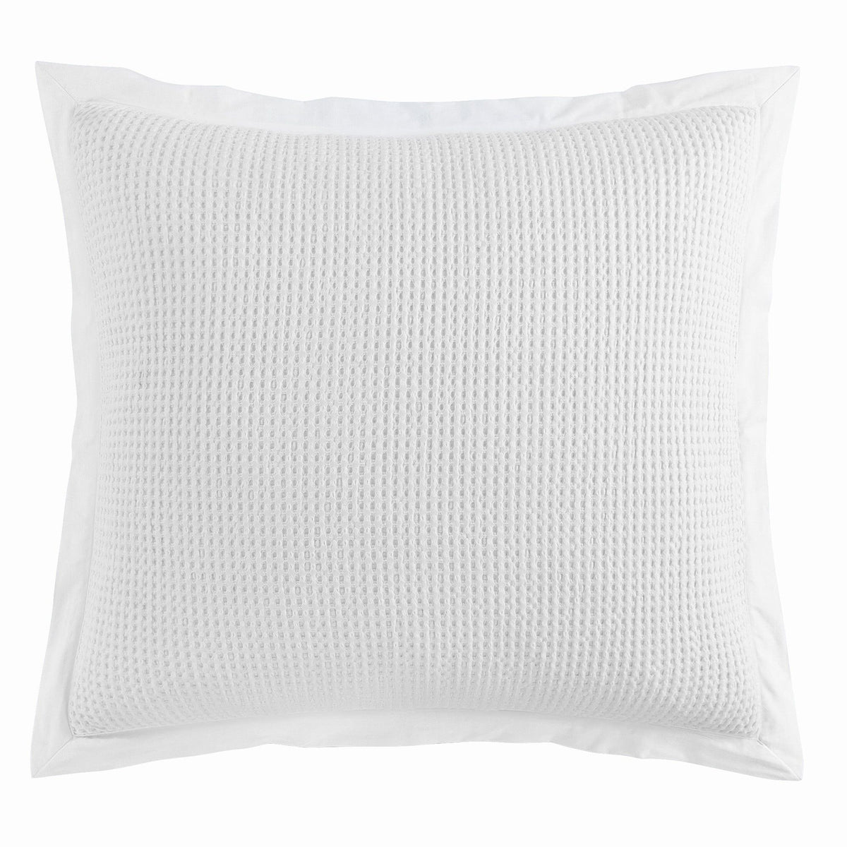 Stonewashed Cotton Waffle Weave Euro Sham, 27" x 27", White, 1PC