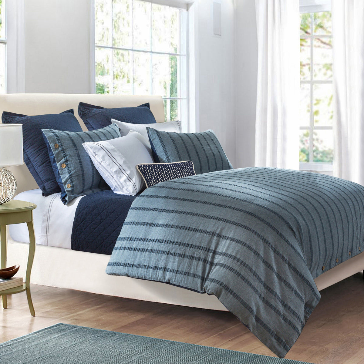 Harper Stripe Duvet Cover Set, Super Queen, 3PC