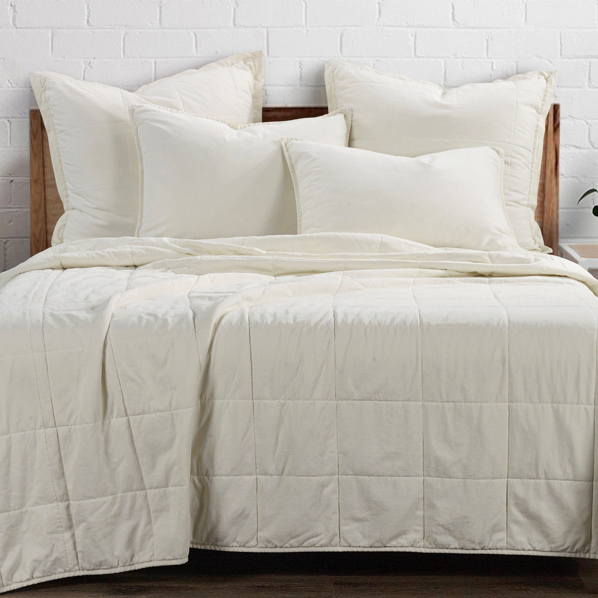 Stonewashed Cotton Canvas Coverlet, King, Natural, 1PC