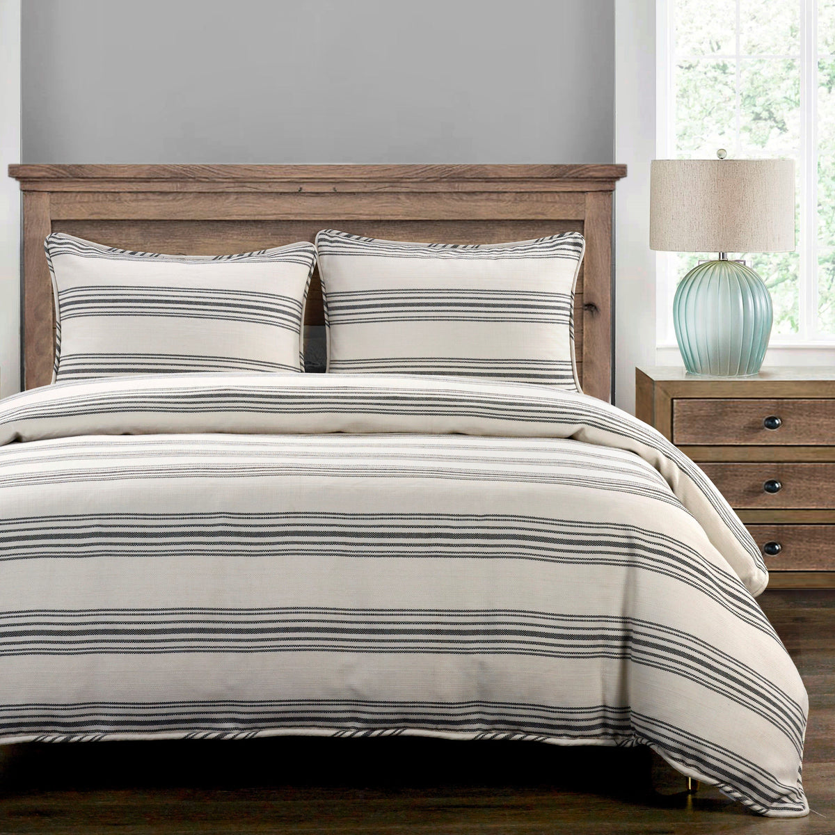 Prescott Duvet Cover Set, Super Queen, Black, 3PC
