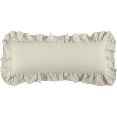 Luna Washed Linen Ruffled Lumbar Pillow, 14" x 36", Light Tan, 1PC