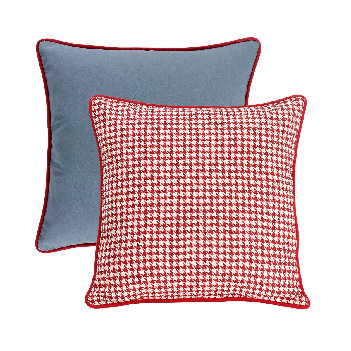 Solid Blue Reverse Red Houndstooth Euro Sham, 27" x 27", 1PC