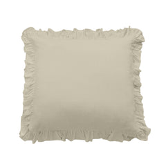 Lily Washed Linen Ruffled Euro Sham, 27" x 27", Light Tan, 1PC