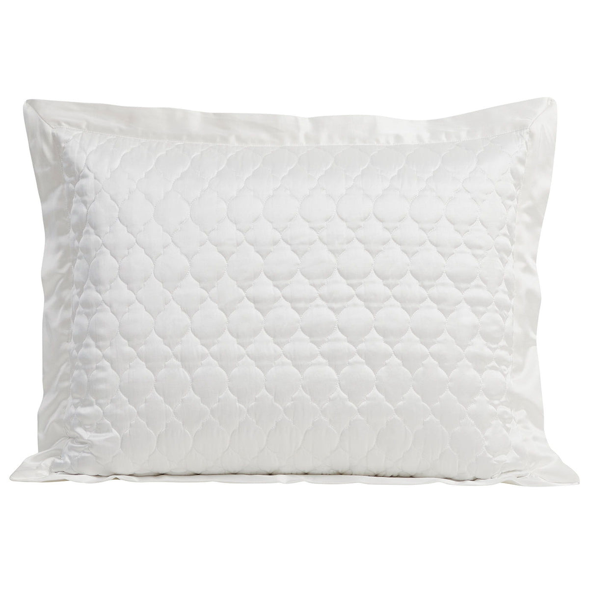 High Shine Satin Quatrefoil Quilt Pillow Sham Set, 21" x 34", White, 2PC