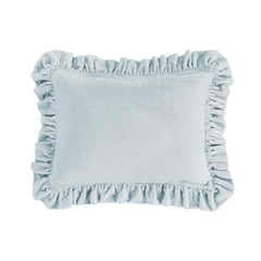 Stella Faux Silk Velvet Ruffled Oblong Pillow, 16" x 21", Icy Blue, 1PC
