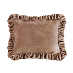 Stella Faux Silk Velvet Ruffled Oblong Pillow, 16" x 21", Dusty Rose, 1PC