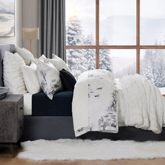 Ski Toile Lyocell Duvet Cover Set, Super King, Gray, 3PC