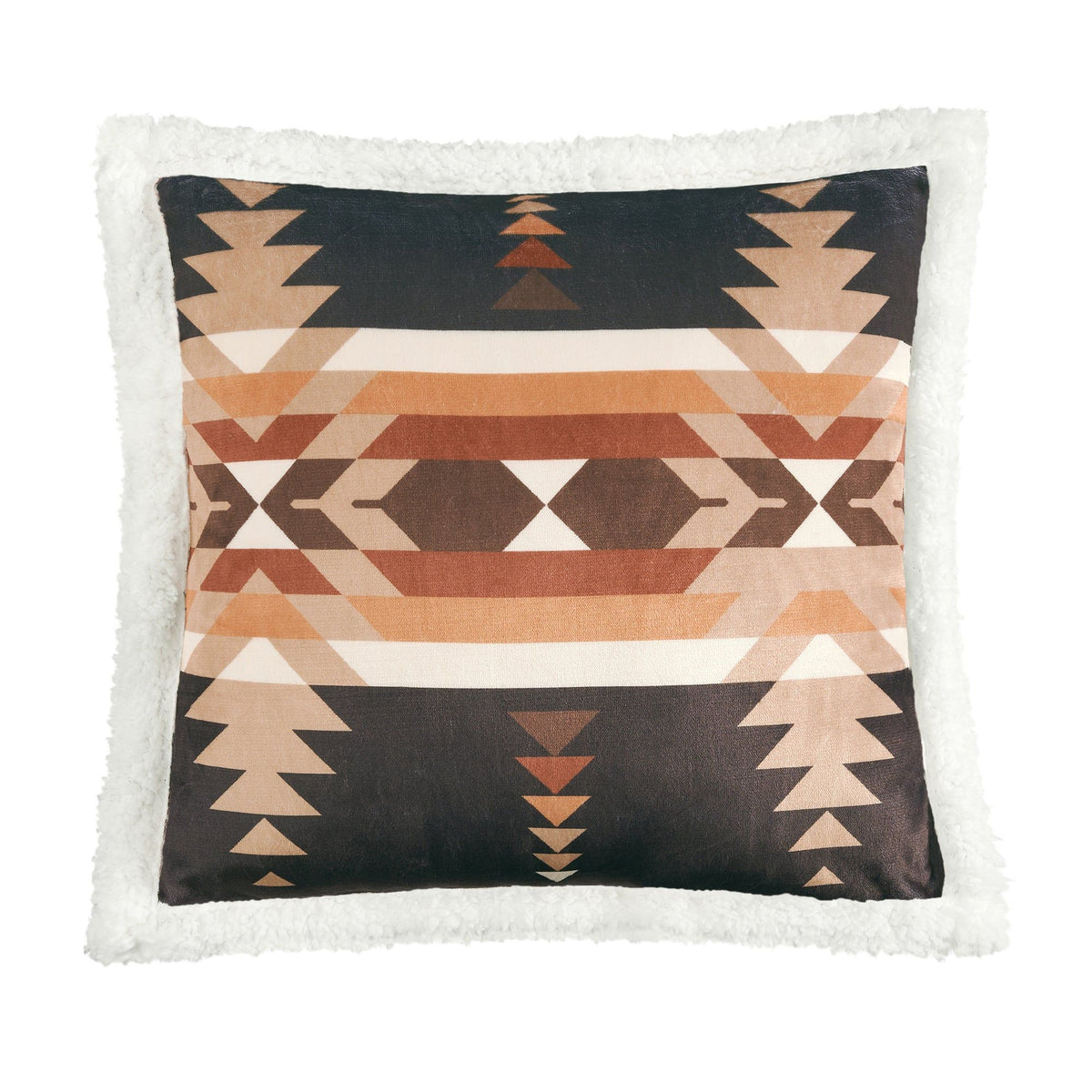 Yosemite Campfire Sherpa Pillow, 18" x 18", Black, 1PC, 6 MOQ