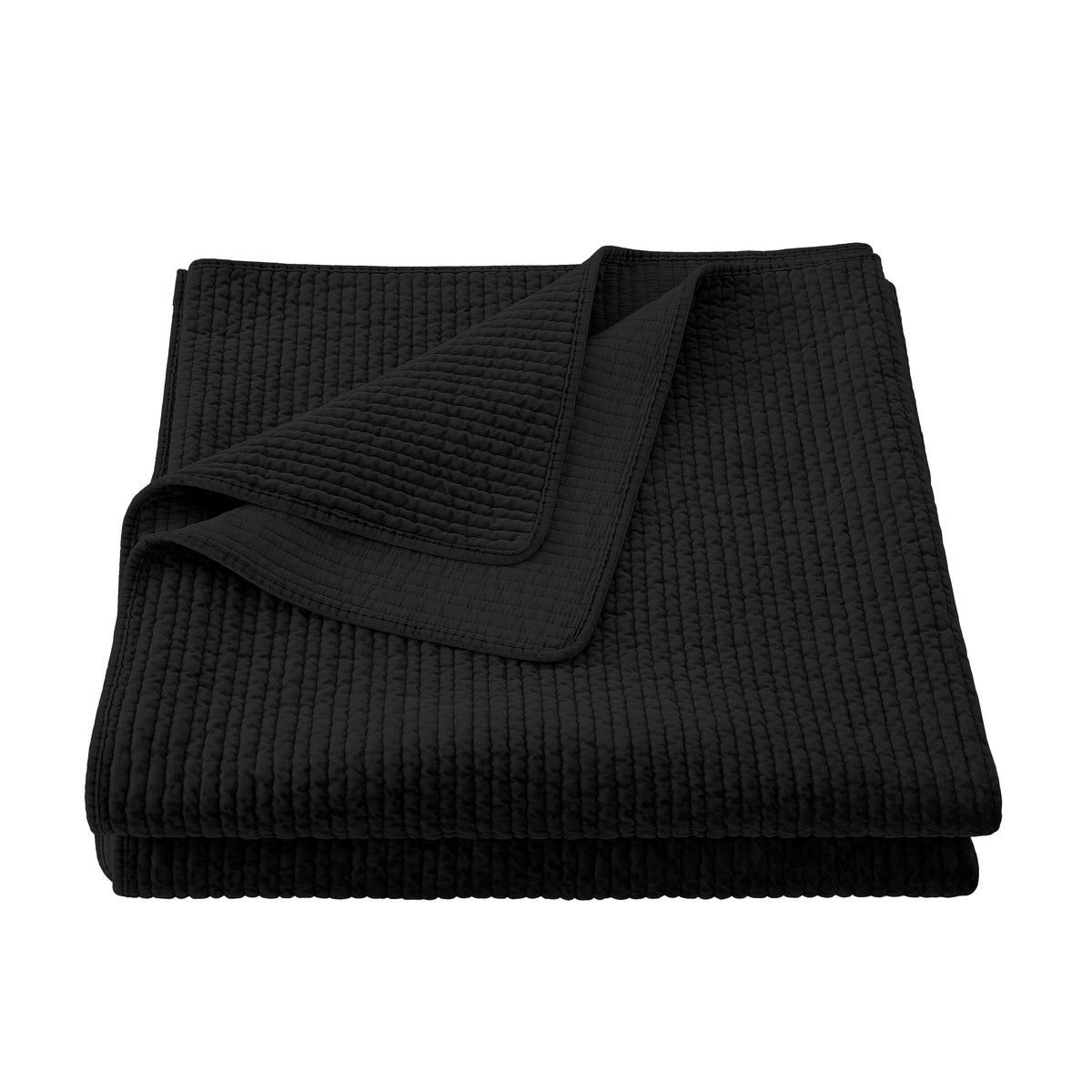 Stonewashed Cotton Velvet Quilt, King, Black, 1PC