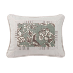 Gramercy Floral Mitered White Striped Oblong Pillow, 16" x 21", 1PC