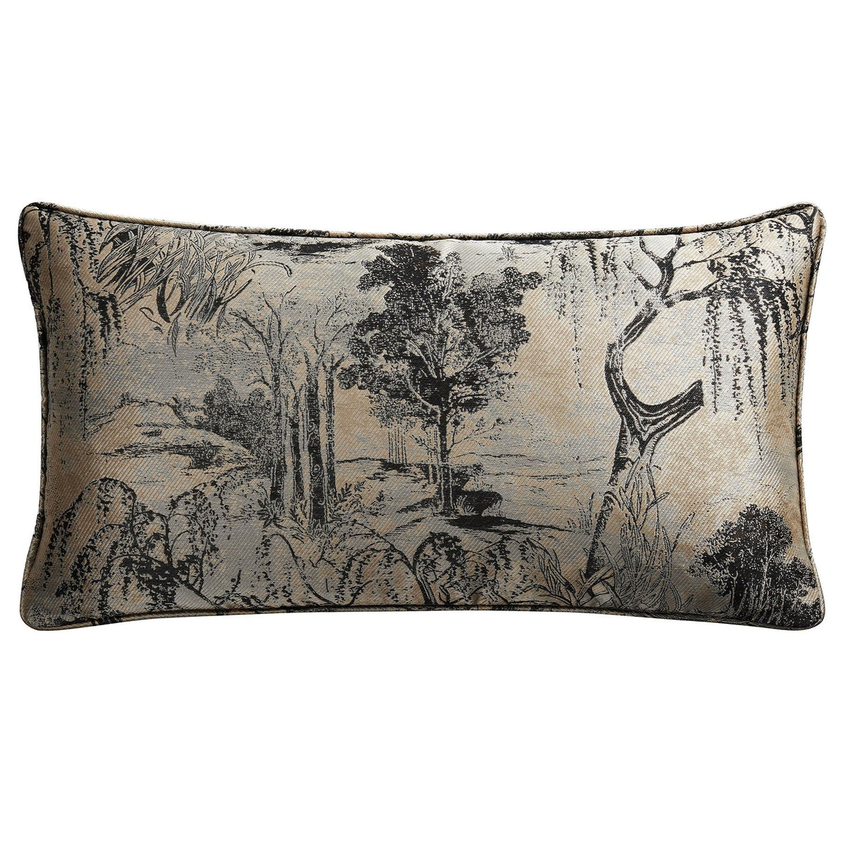 Pastoral Jacquard Lumbar Decorative Pillow, 14" x 26", Champagne, 1PC