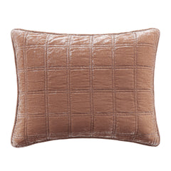 Stella Faux Silk Velvet Double Box Stitch Pillow Sham, 21" x 27", Dusty Rose, 1PC