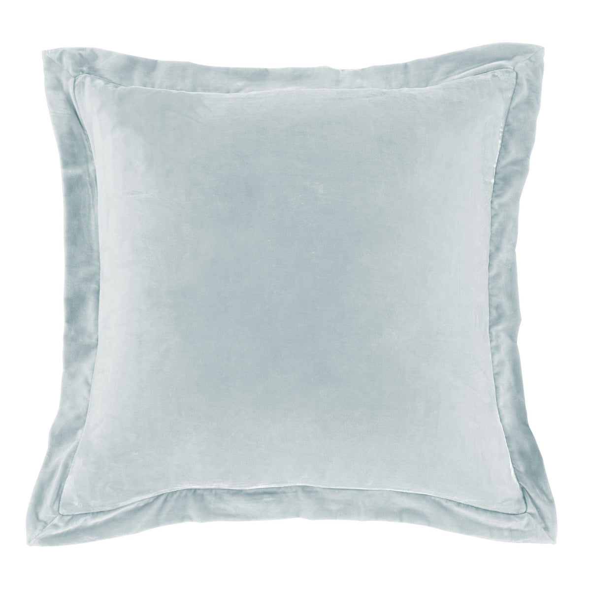 Stella Faux Silk Velvet Flanged Euro Sham, 27" x 27", Icy Blue, 1PC