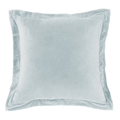 Stella Faux Silk Velvet Flanged Euro Sham, 27" x 27", Icy Blue, 1PC
