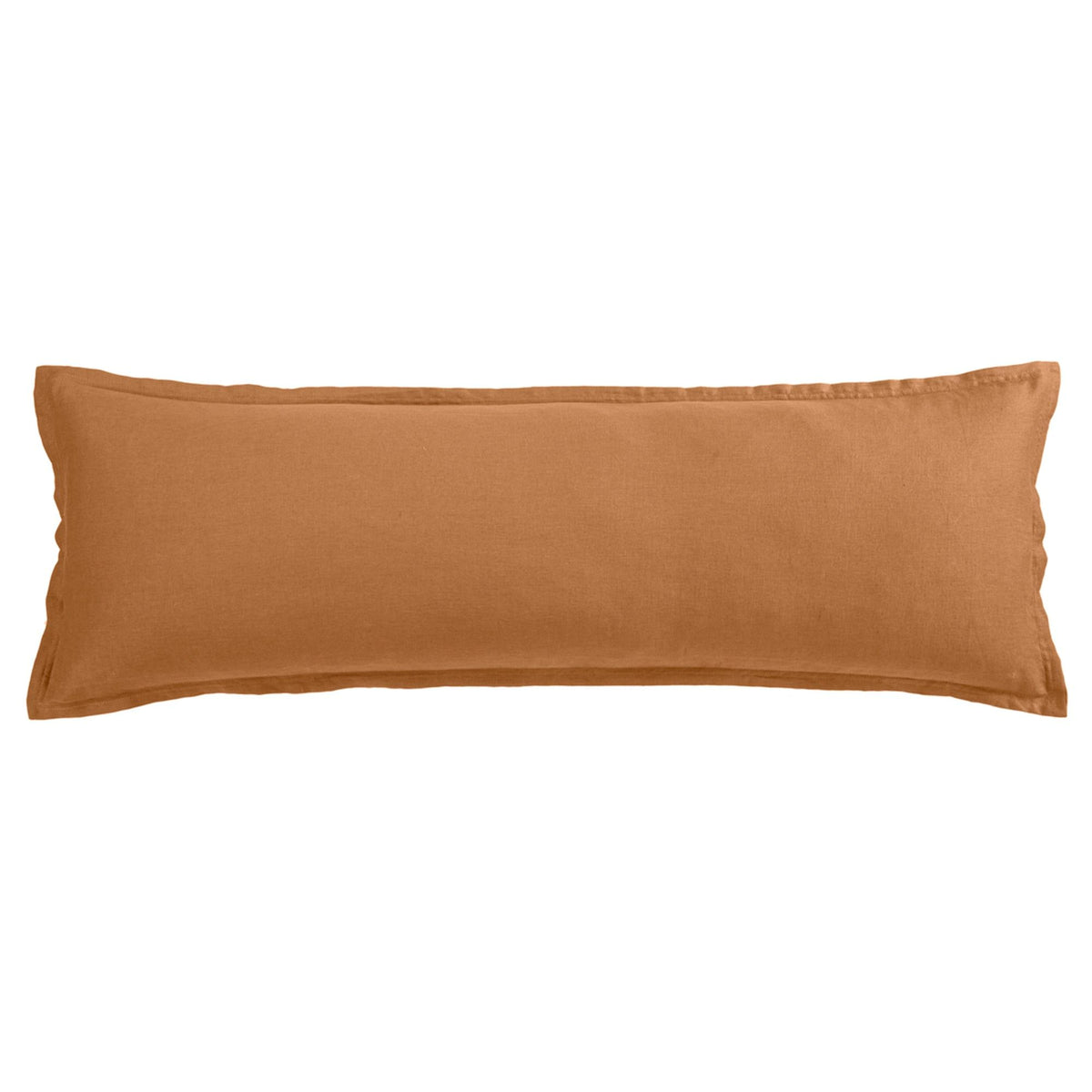100% French Flax Linen Long Lumbar Pillow, 14" x 42", Caramel, 1PC