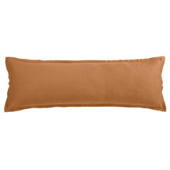 100% French Flax Linen Long Lumbar Pillow, 14" x 42", Caramel, 1PC