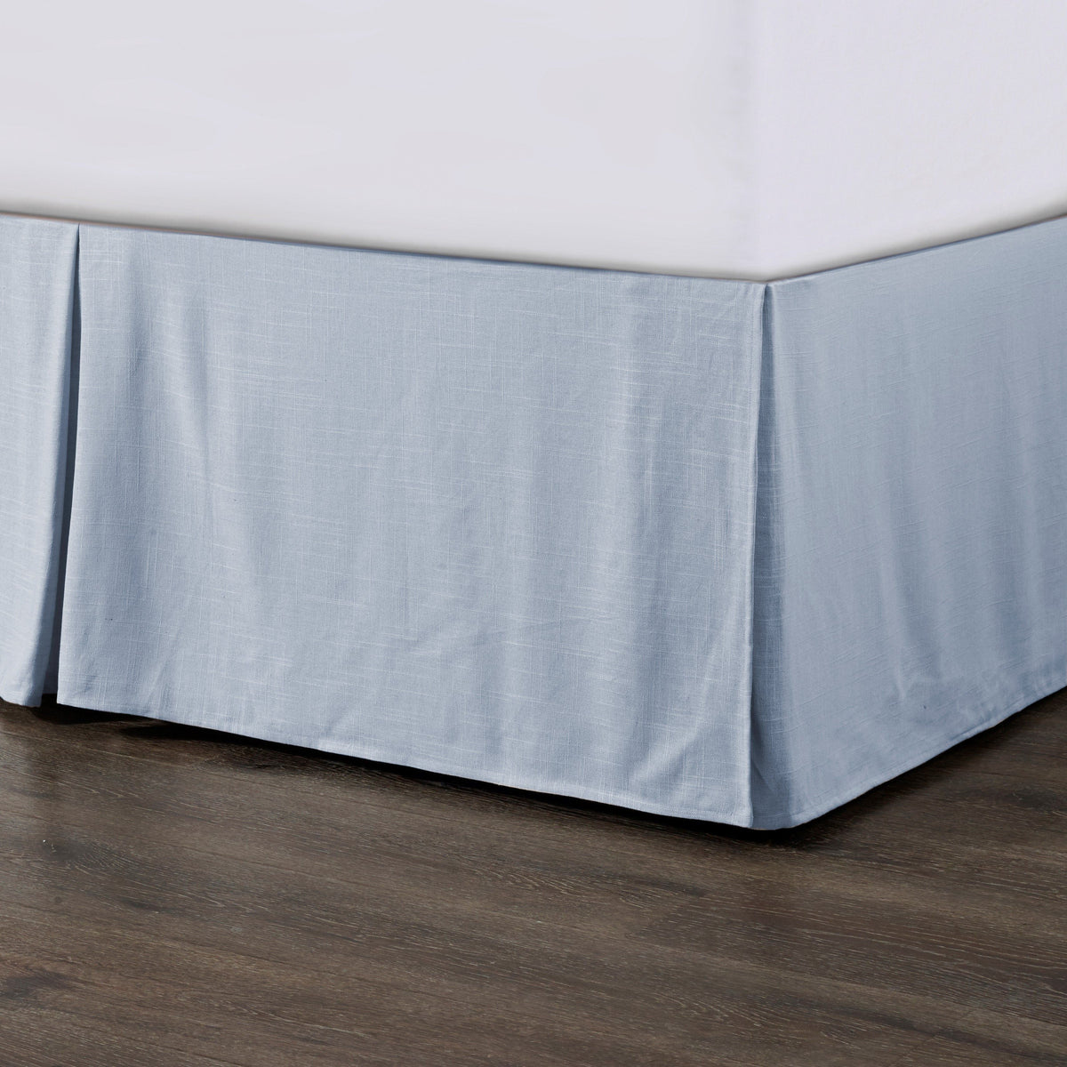 Hera Washed Linen Tailored Bed Skirt, Queen, Light Blue, 1PC