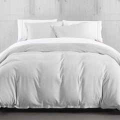 Hera Washed Linen Flange Duvet Cover Set, Super Queen, Light Gray, 3PC