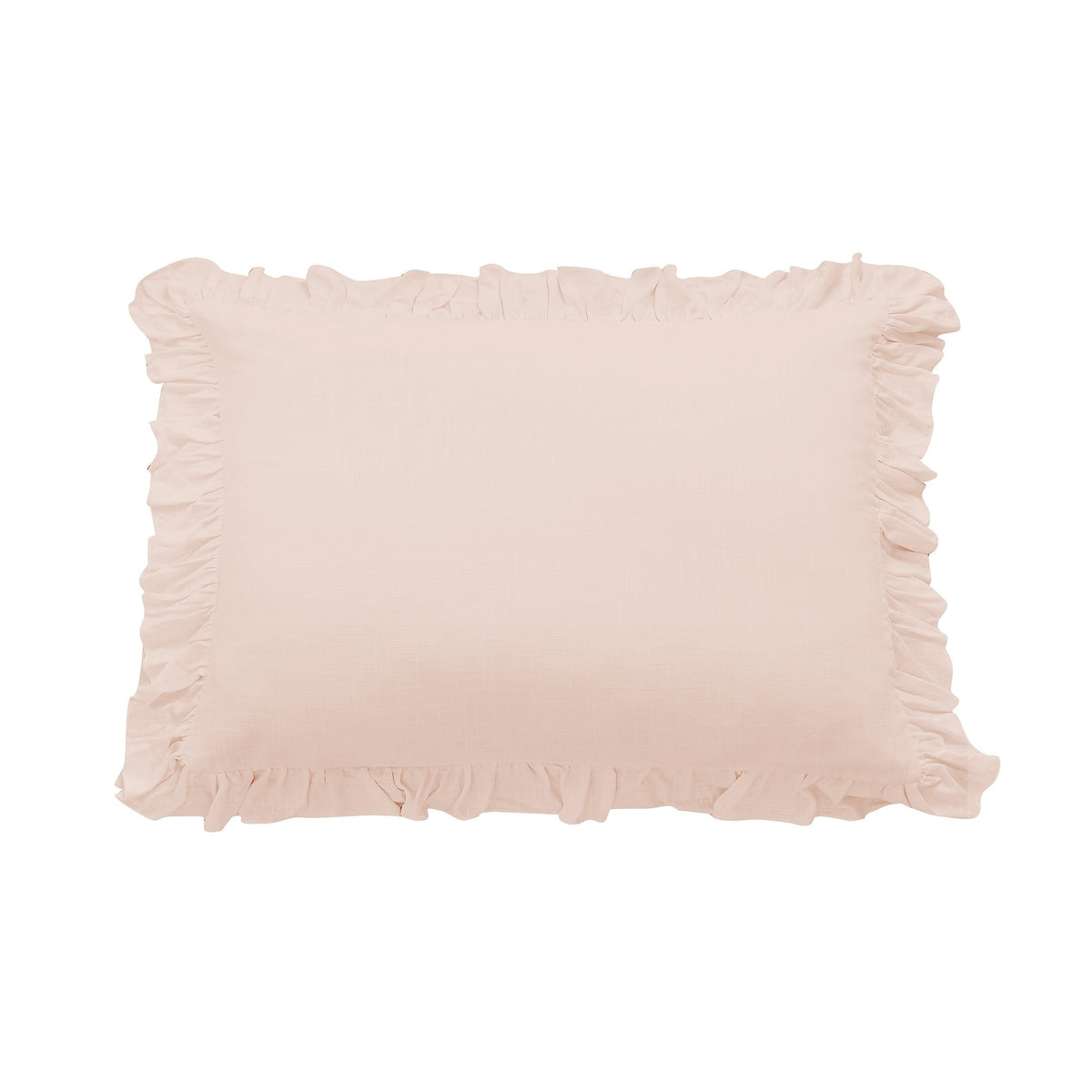 Lily Washed Linen Ruffled Pillow Sham, 21" x 34", Blush, 1PC